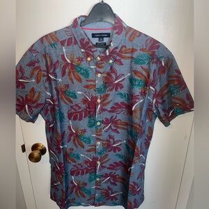 Island Aloha Wear by Tommy Bahama Red and Green Leaf Print Shirt